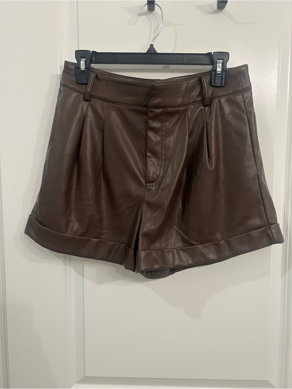 Generation Love Brown Faux Leather Cuffed Shorts